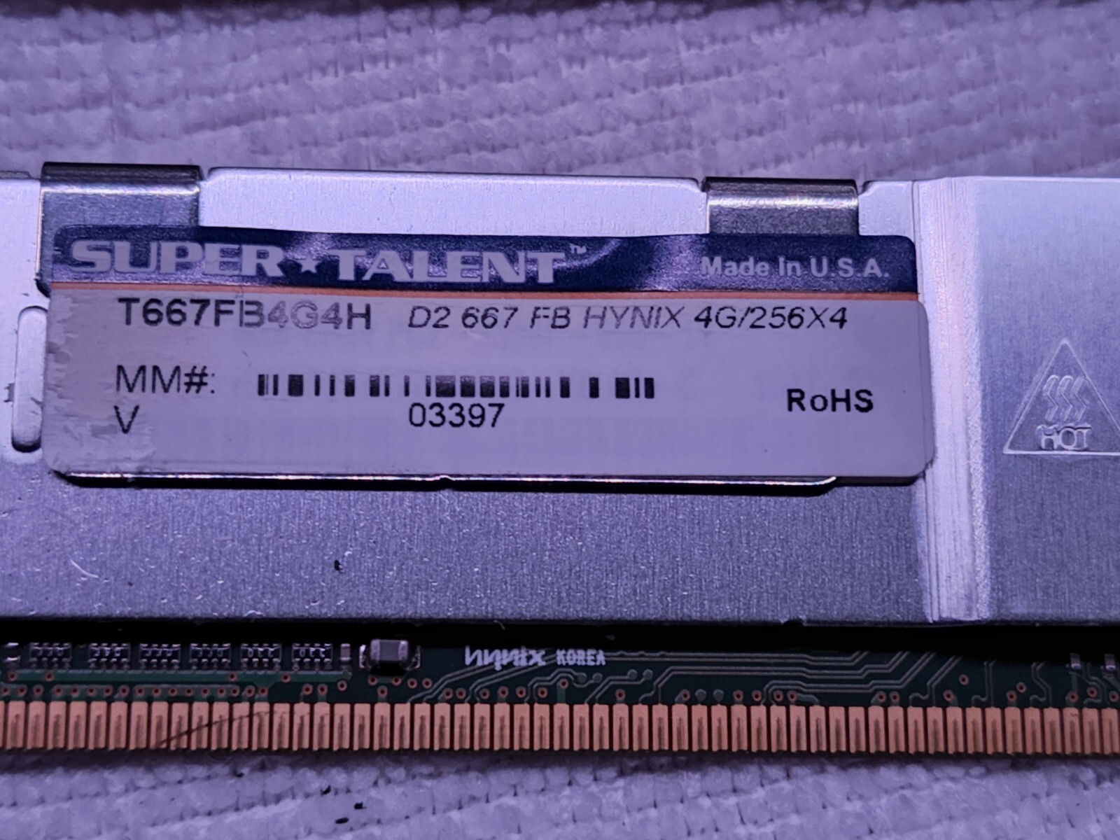 Lot of 8 Super Talent PC2-5300 4GB Server Memory T667FB4G4H