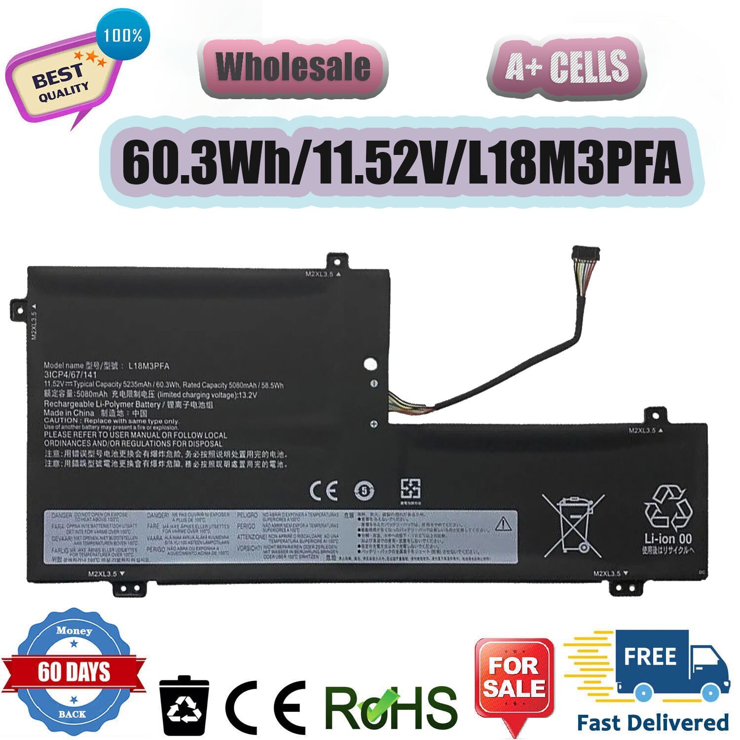 L18D3PF2 L18M3PFA 5B10T83739 Battery for Lenovo Yoga C740-15 C740-15IML 60.3Wh