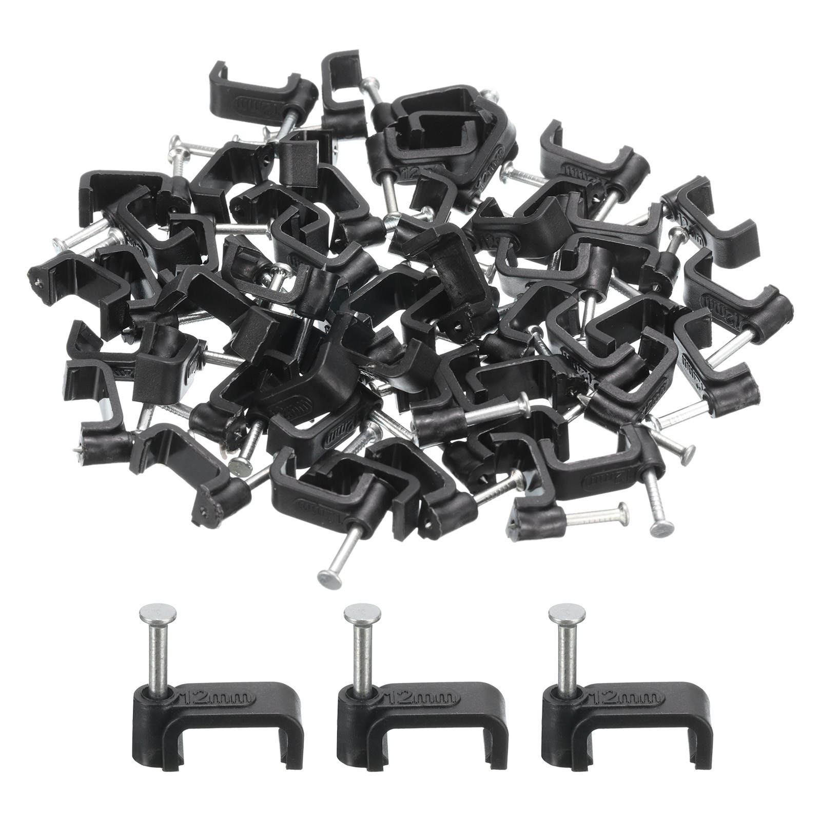 50Pcs Cable Clips with Steel Nails 12mm White Wire Clip with Steel Nail Square]