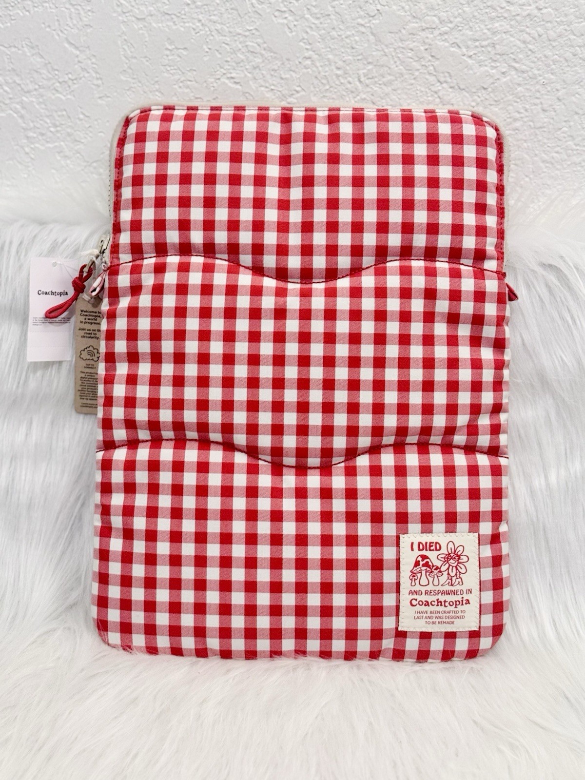 Coach Coachtopia Loop Laptop Sleeve With Wavy Quilting Gingham CCN14 15” laptop