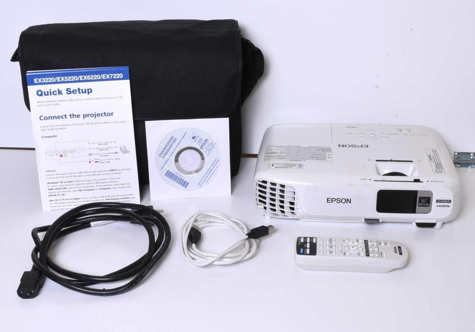 Epson PowerLite EX6220 H550A WXGA Widescreen Projector 3LCD 198 Hours