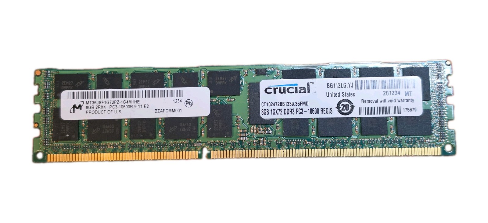 Micron 8GB DDR3-1866 ECC Registered Server RAM PC3-14900R MT36JSF1G72PZ