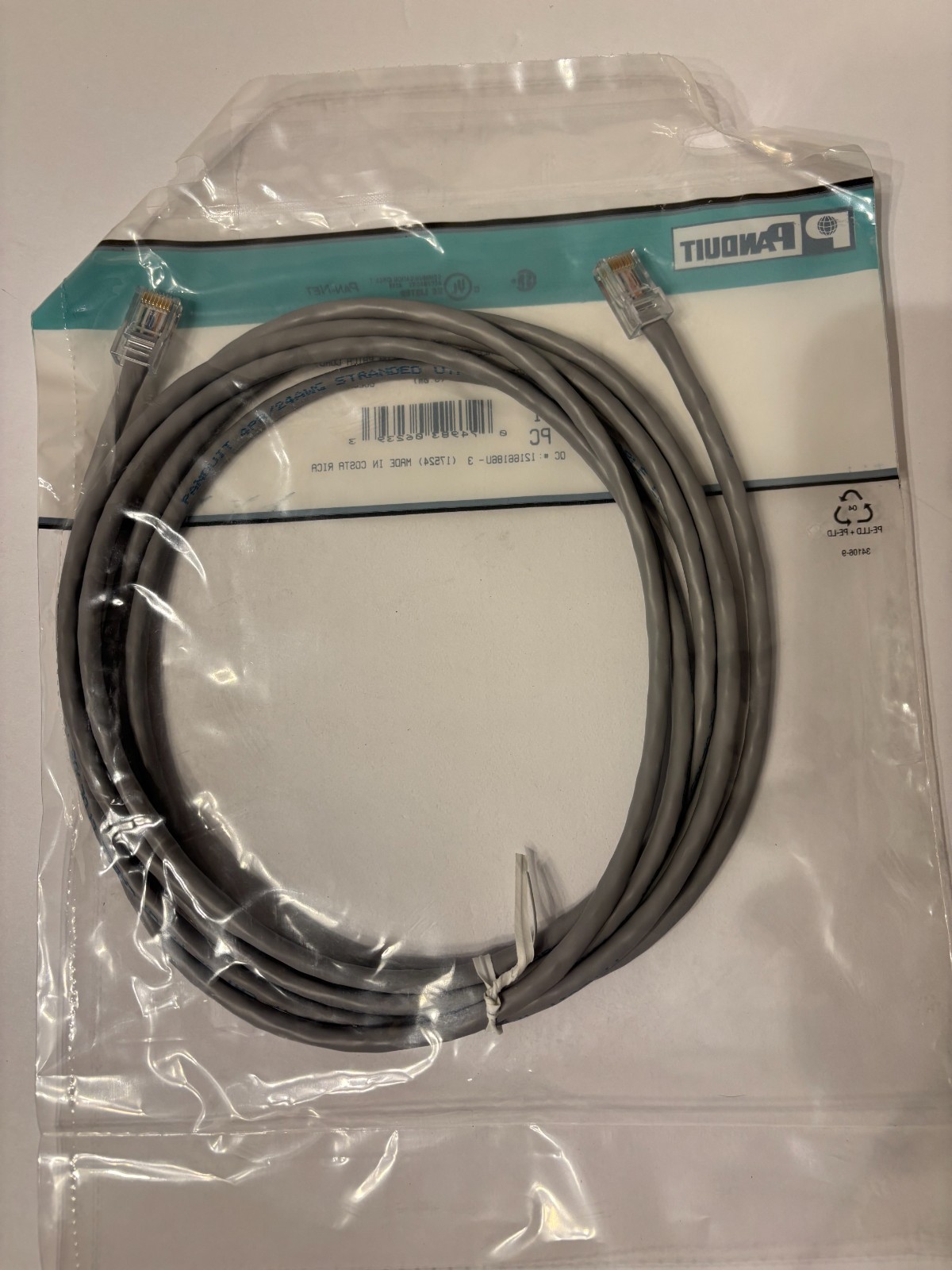 Panduit UTPCH10GYY CAT5e RJ45 Ethernet Patch Cable 10ft Gray NEW Sealed