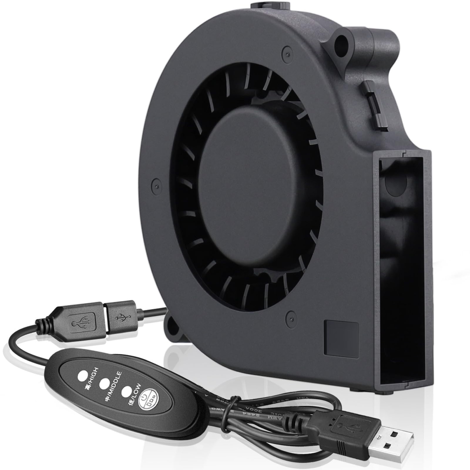 GDSTIME 75mm USB Blower Fan with 3 Speeds Control, x 15mm, 5VDC - 
