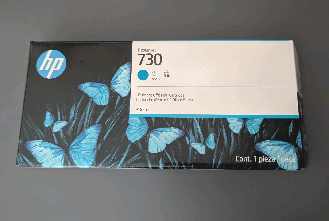 FEB 2028 HP 730 Cyan 300ml DesignJet Ink Cartridge P2V68A New Genuine Sealed