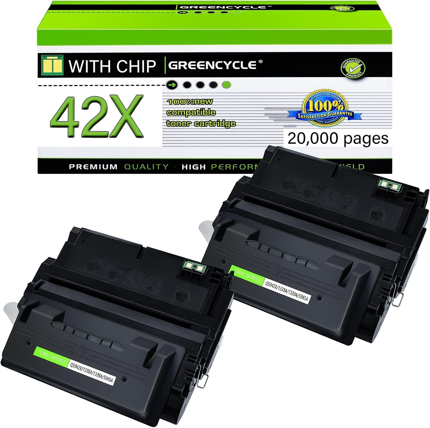 2PK Toner Cartridge Q5942X 42X Compatible For HP Laserjet 4345mfp M4345x MFP
