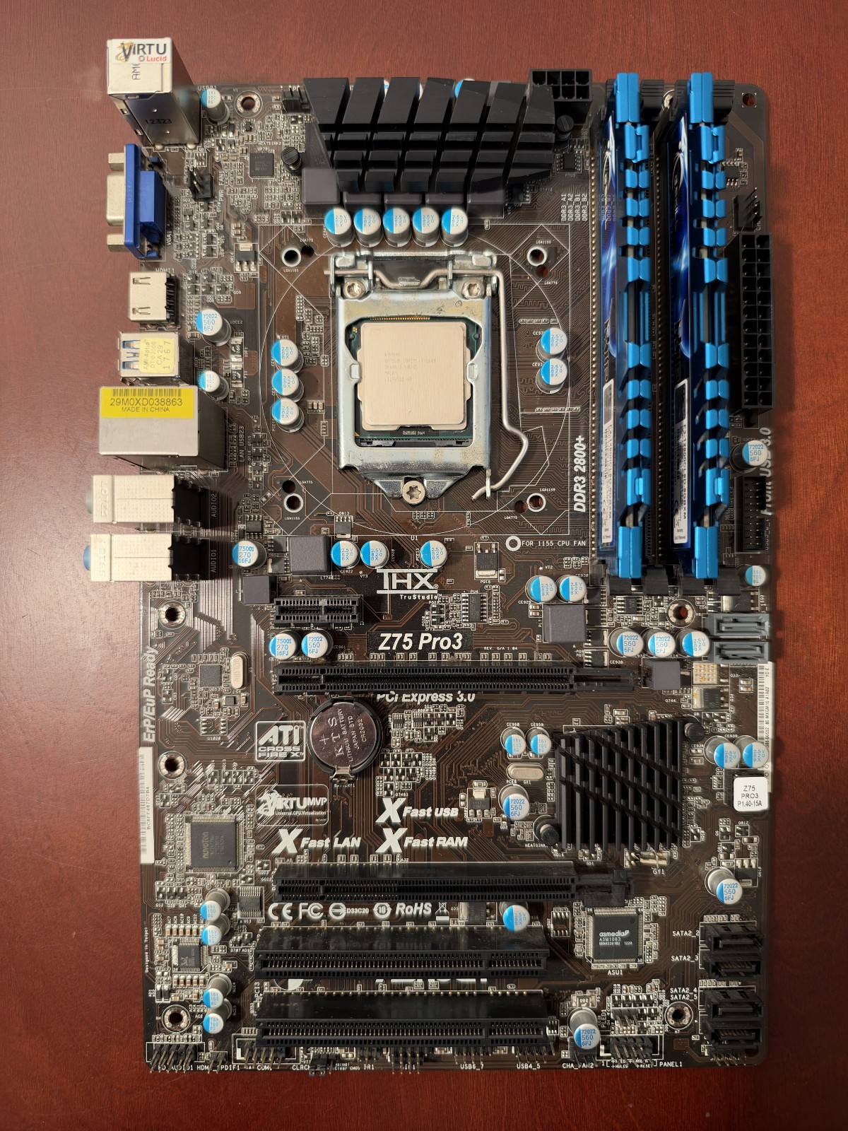 ASRock Z75 Pro3 with Intel Core i7-2600 and 16gb DDR3, tested and working