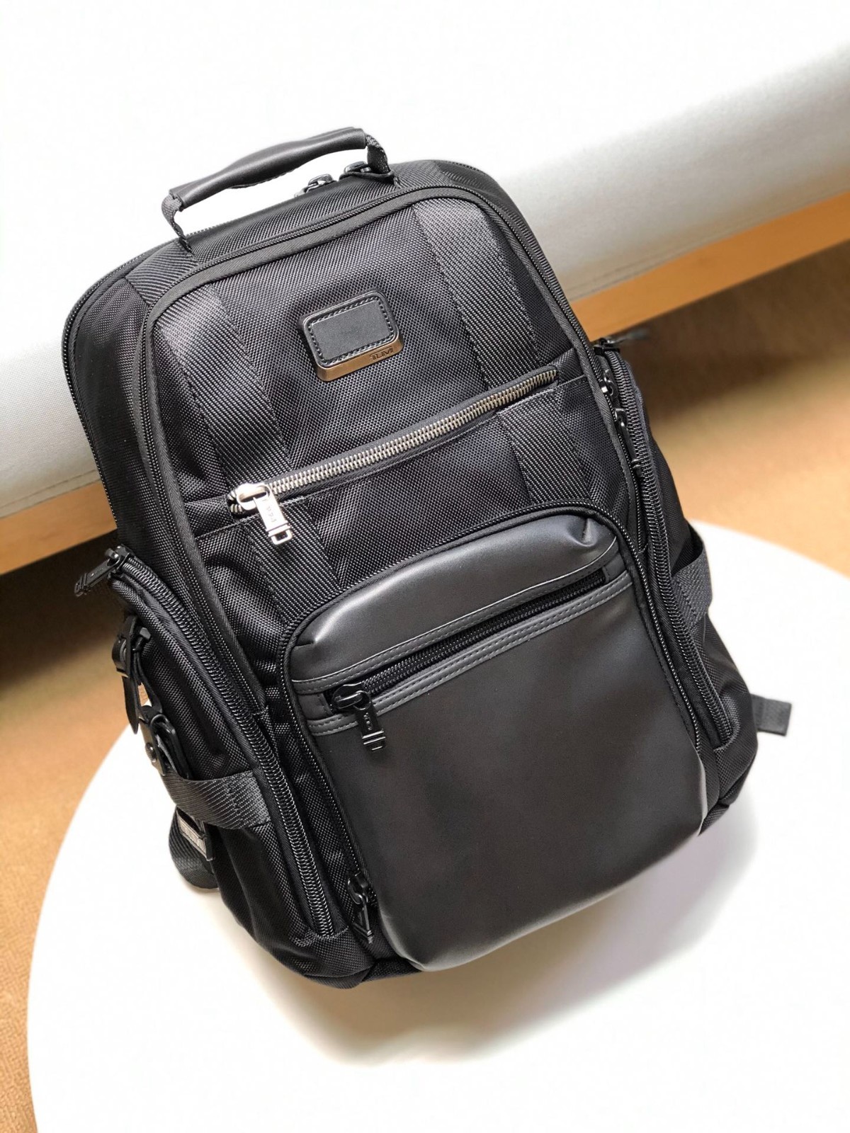 TUMI ALPHA BRAVO Deluxe Backpack Leather Ballistic Nylon Black NEW 232389D