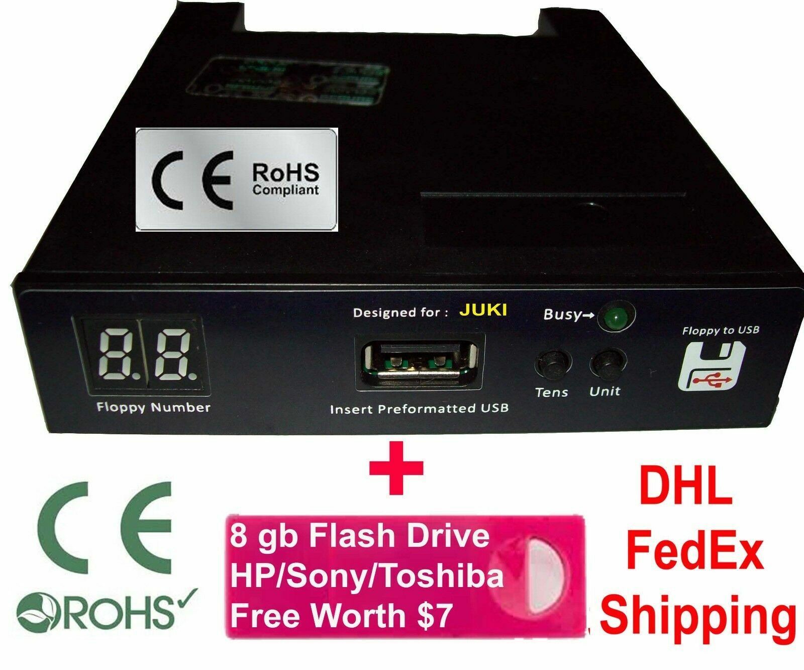 USB Converter Juki AMS Type B , C  Sewing Machine with Floppy Drive+16GB  720 DD