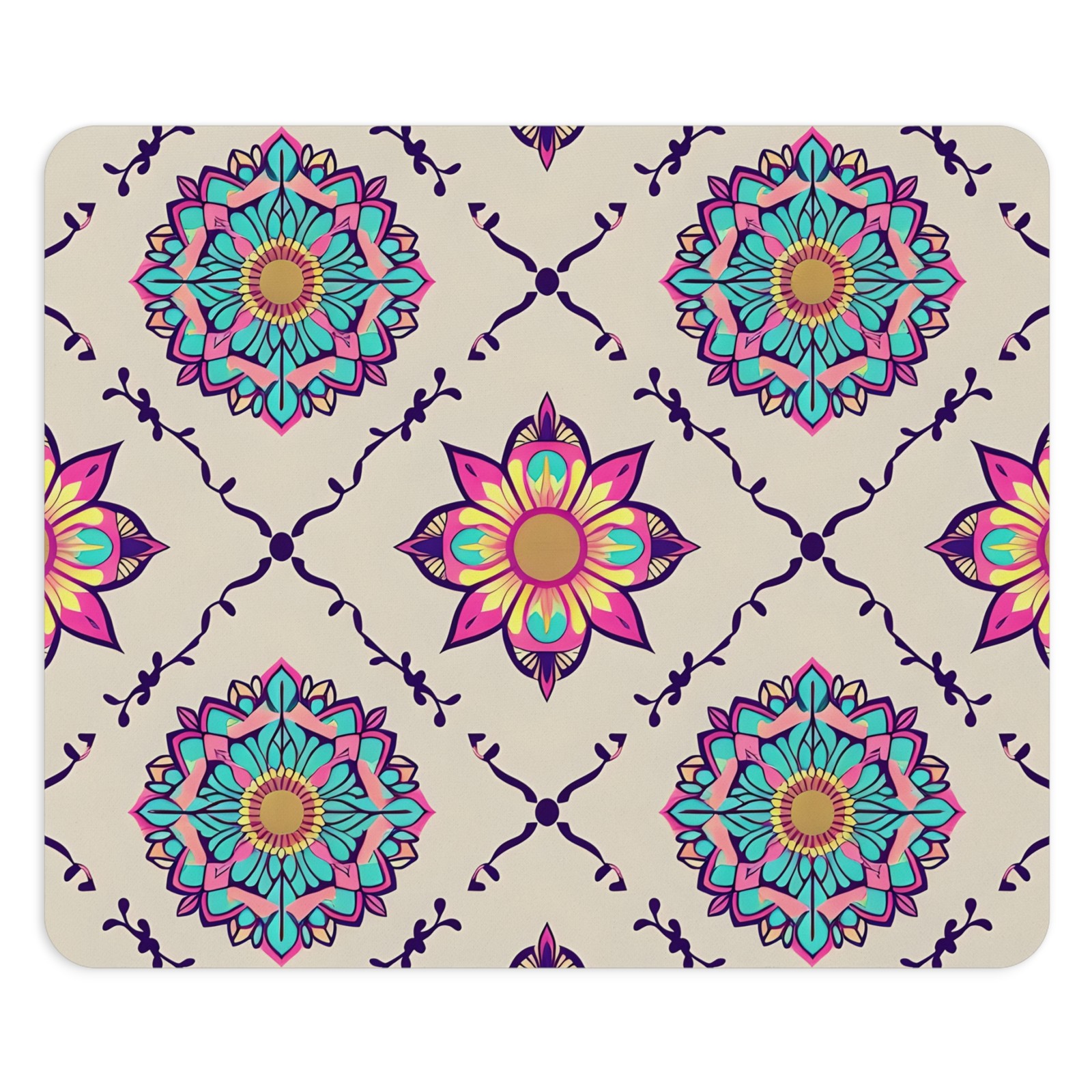 Colorful Mandala Pattern Mouse Pad | Floral Geometric Desk Mat
