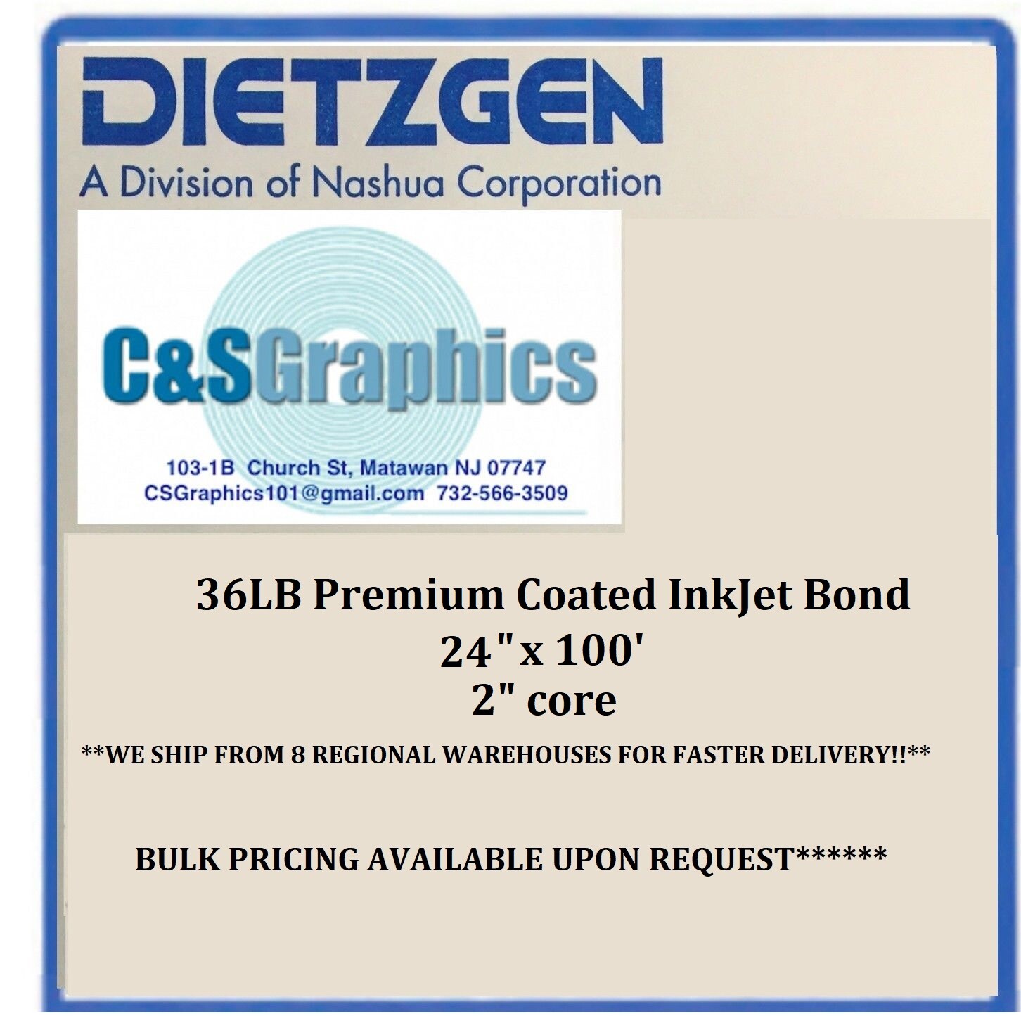 1 ROLL 24"x100' 36LB COATED BOND PLOTTER PAPER 