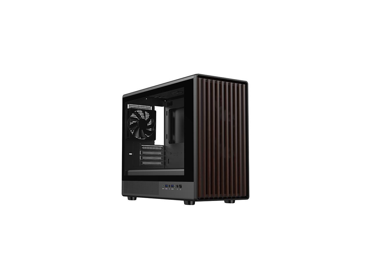 DIYPC DIY-mATX06-Wood Black USB3.0 /Type C Micro ATX Mid Tower Gaming Computer