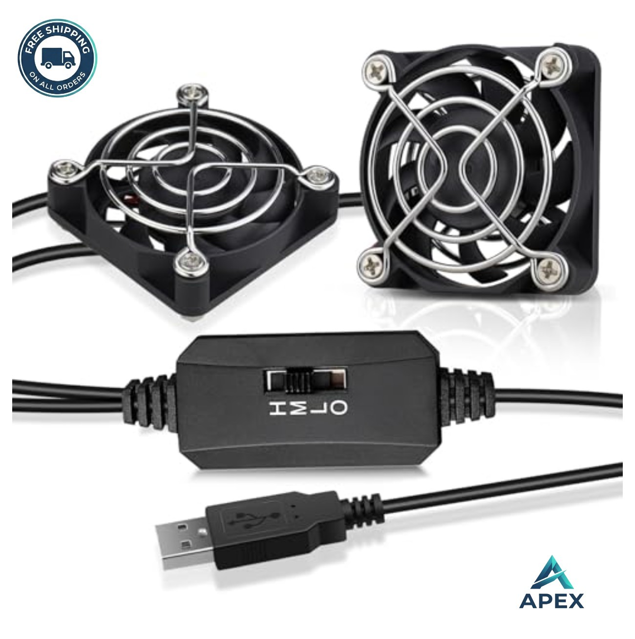 USB Fan 50mm 5V Dual Speed Control 4500 RPM Quiet Mini Cooling Fan with USB