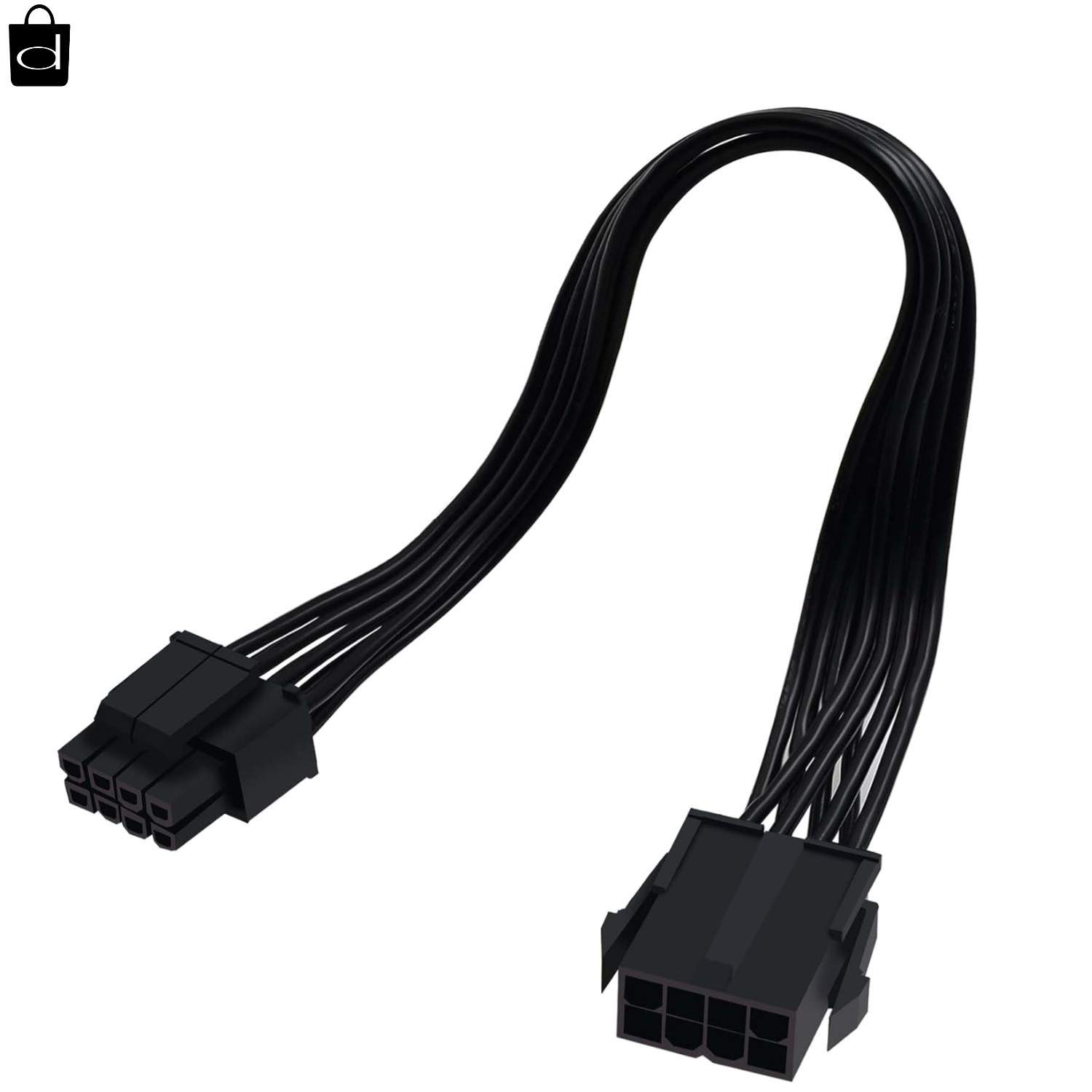 Versatile 2-Pack 8 Pin CPU Power Supply Extension Cables - Tangle Free 9.5-Inch