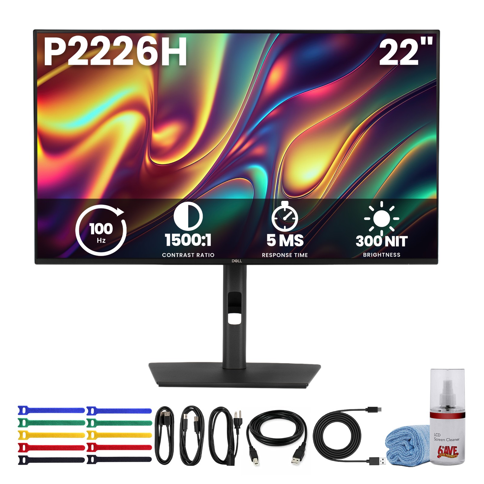 Dell Pro P2226H 22 Inch Full HD IPS Monitor, 100Hz, HDMI, DisplayPort, USB-C 15W