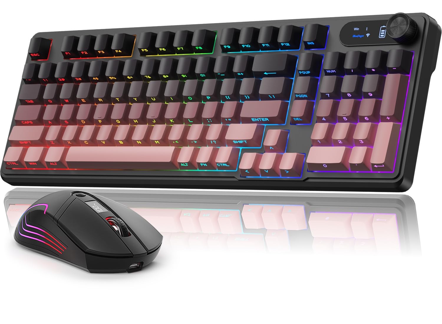 BlueFinger Wireless Gaming Keyboard and Mouse Combo, RGB Backlit, Tri-Mode Bl...