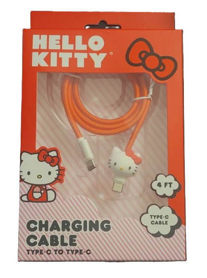 Sanrio Hello Kitty Kawaii 4' Red Charging Cable USB-C To USB-C Japan