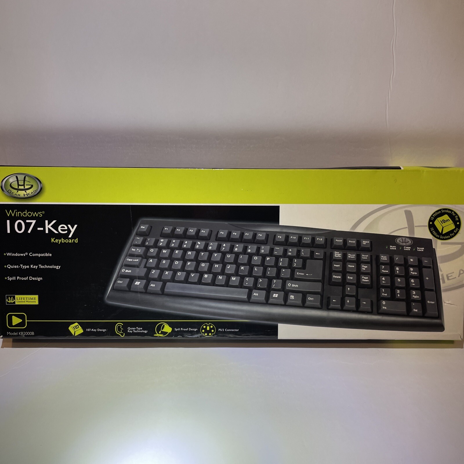 Gear Head 107-Key Windows KB2000B Wired USB Keyboard Tested Working