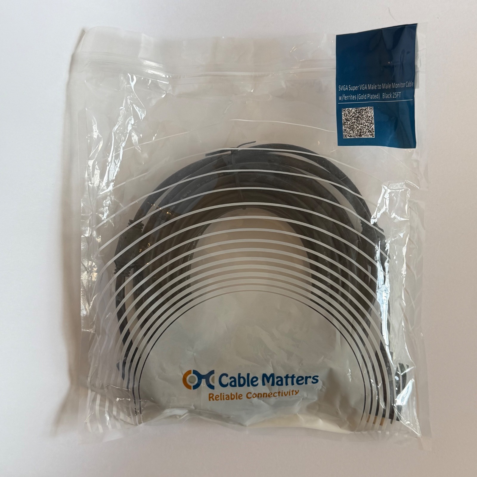 Cable Matters 108001-25 VGA SVGA Monitor Cable HD15 Male to HD15 Male - 25ft NEW