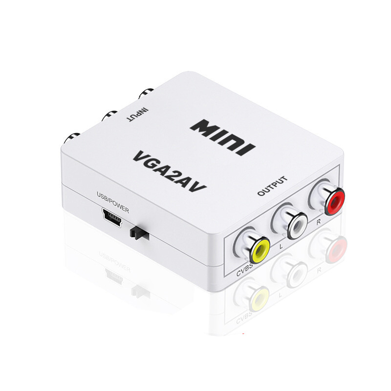 1080P Mini VGA To AV RCA CVBS Video Converter Audio Adapter PC Laptop DVD To TV