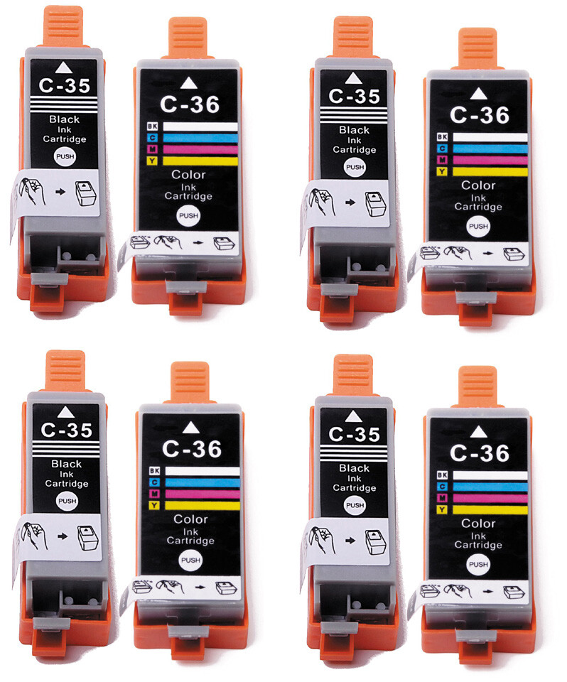 8 Pack PGI-35 CLi-36 Ink Cartridges for Canon iP100 iP110 TR150 (Black + Color)