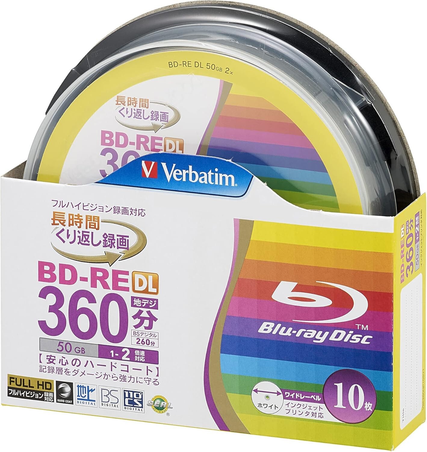 Verbatim Japan Blu-ray Disc for Repeated Recording BD-RE DL 50GB 10 Pieces new