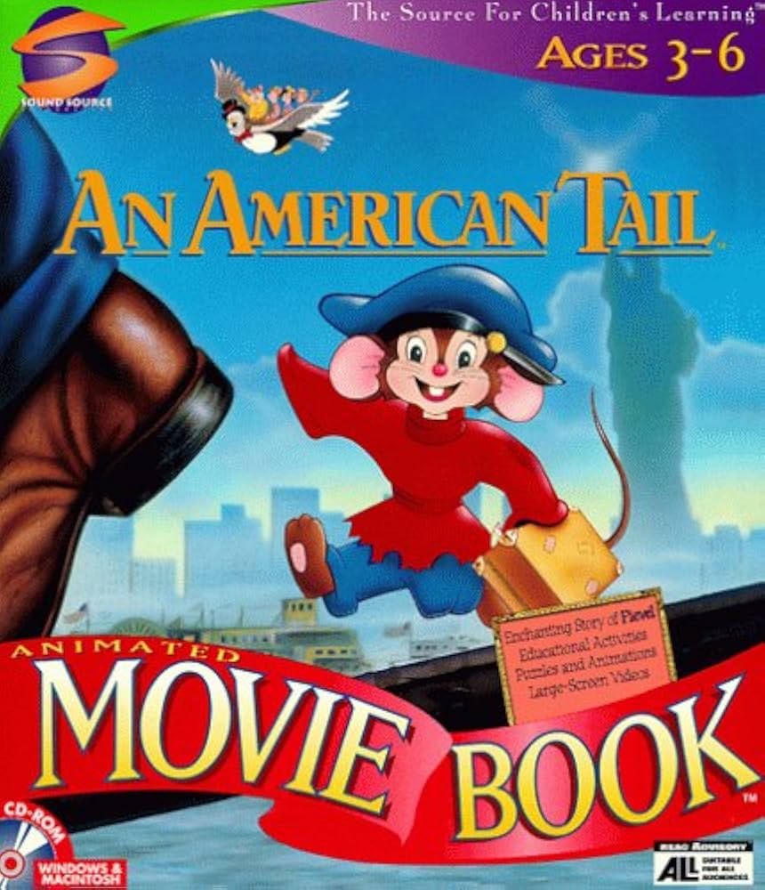 An American Tail Animated Moviebook PC MAC CD kids movie based mouse puzzle game