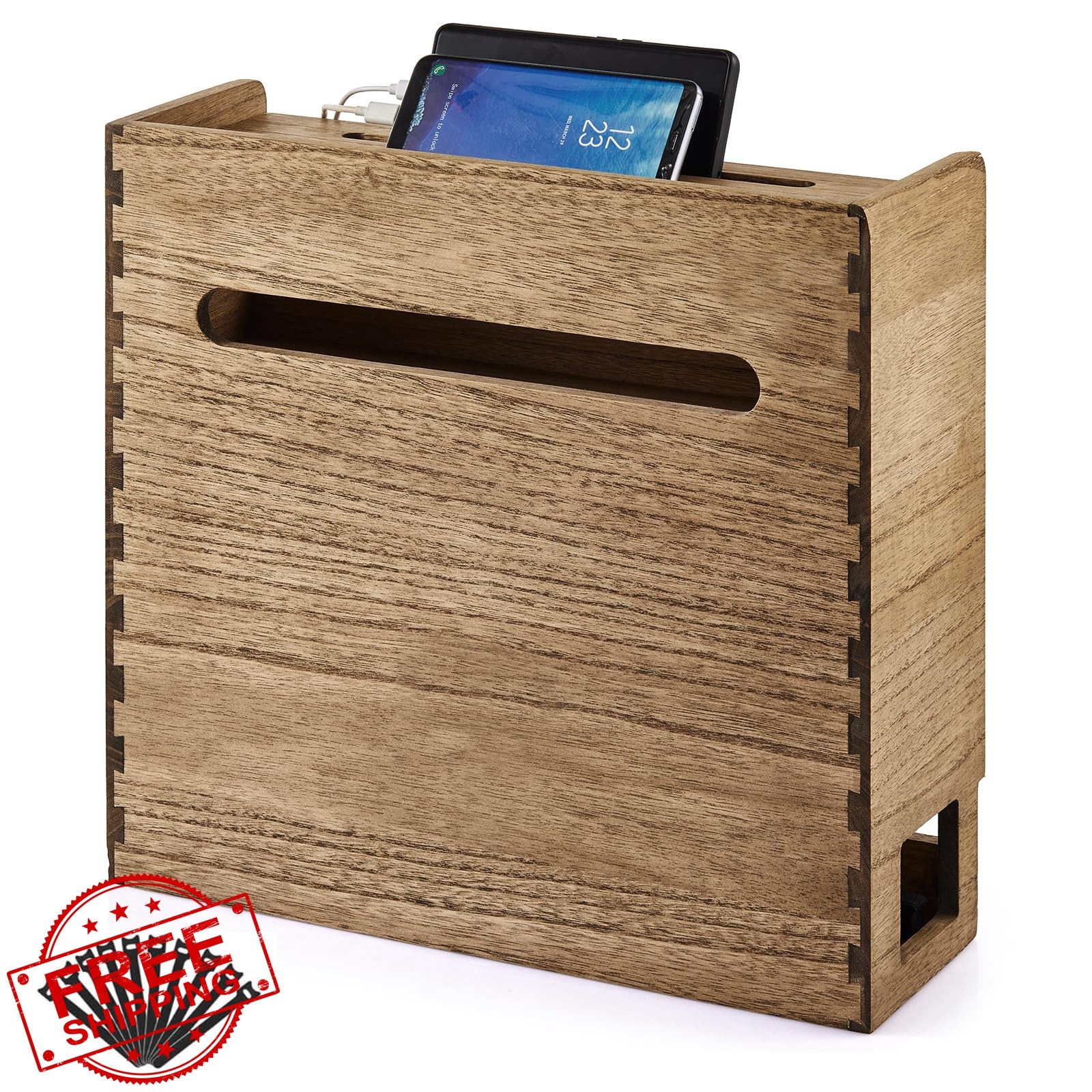 KIRIGEN WiFi Router Storage Box Dark Brown Shelf