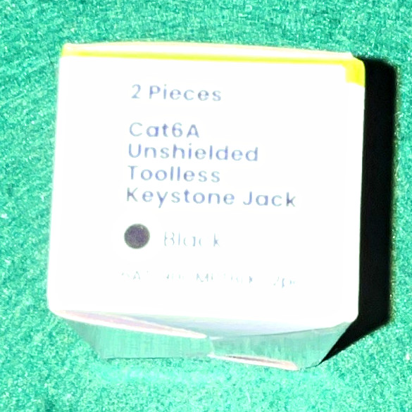trueCABLE Cat6A RJ45 Toolless Unshielded Keystone Jack, Black/Blue- new - 2pcs