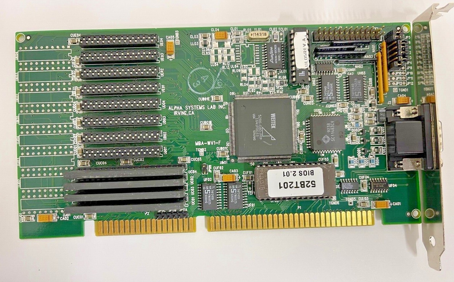 RARE VINTAGE ALPHA SYSTEMS LAB WEITEK 5286-080-PFP ZIPP MEM ISA VGA CARD MXB97