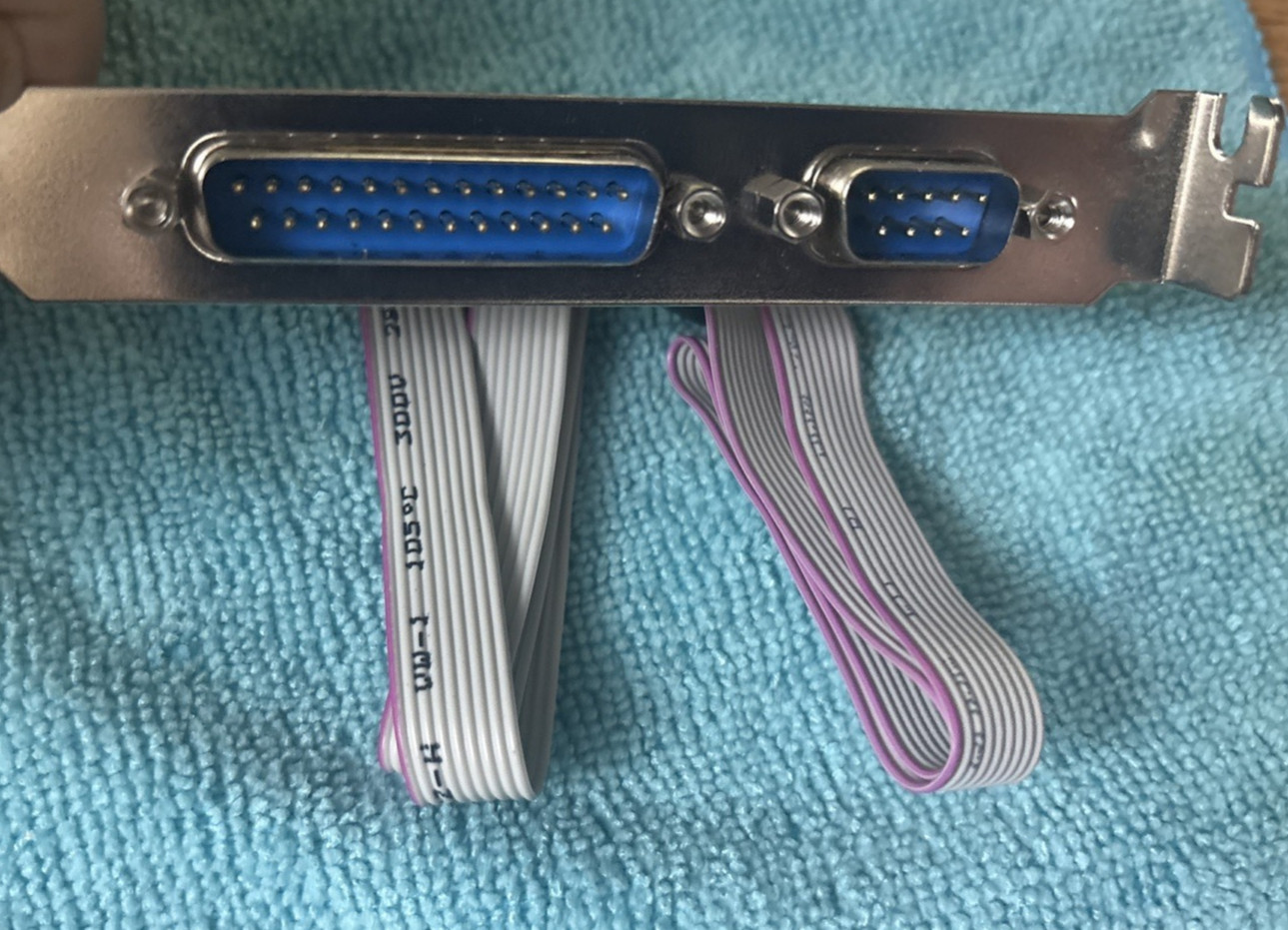 DB9 Male Serial & DB25 Female Parallel Computer PCI Slot Bracket Plate Open Box