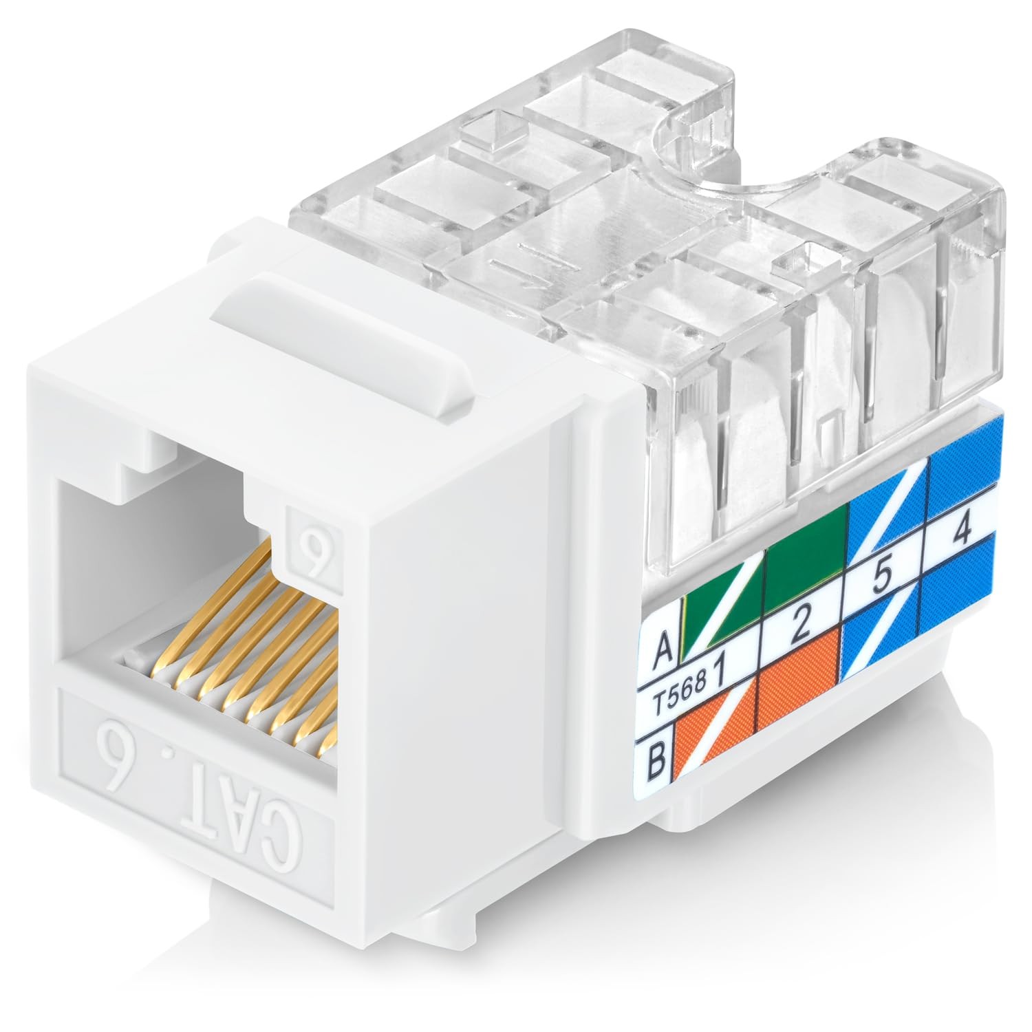 Everest 90 Degree RJ45 cat6 Keystone Jacks Slim Profile 100-Pack White