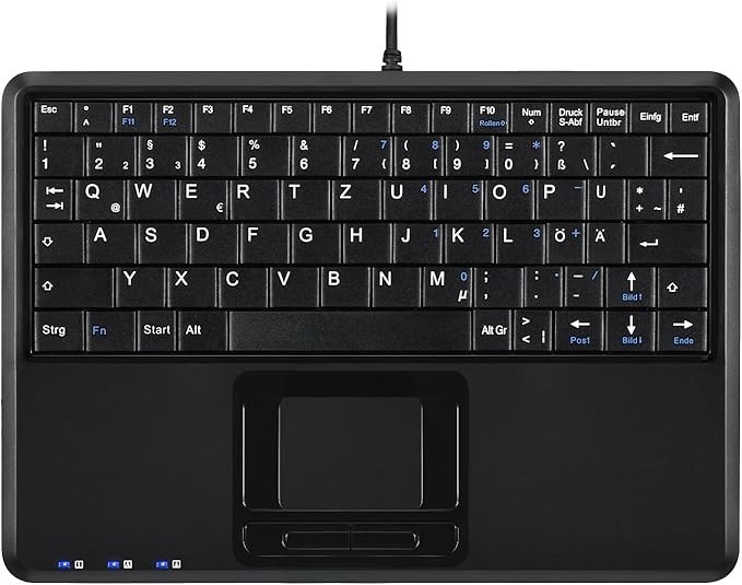 Perixx PERIBOARD-510 H Plus Mini Touchpad Keyboard, USB, 2-Way USB Hub