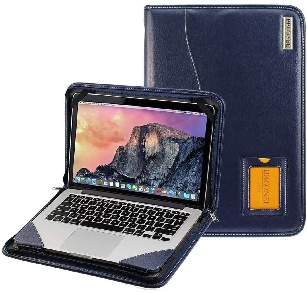 Broonel Contour Series Blue Leather Heavy Duty Zipped Case Laptop 16-17" NEW