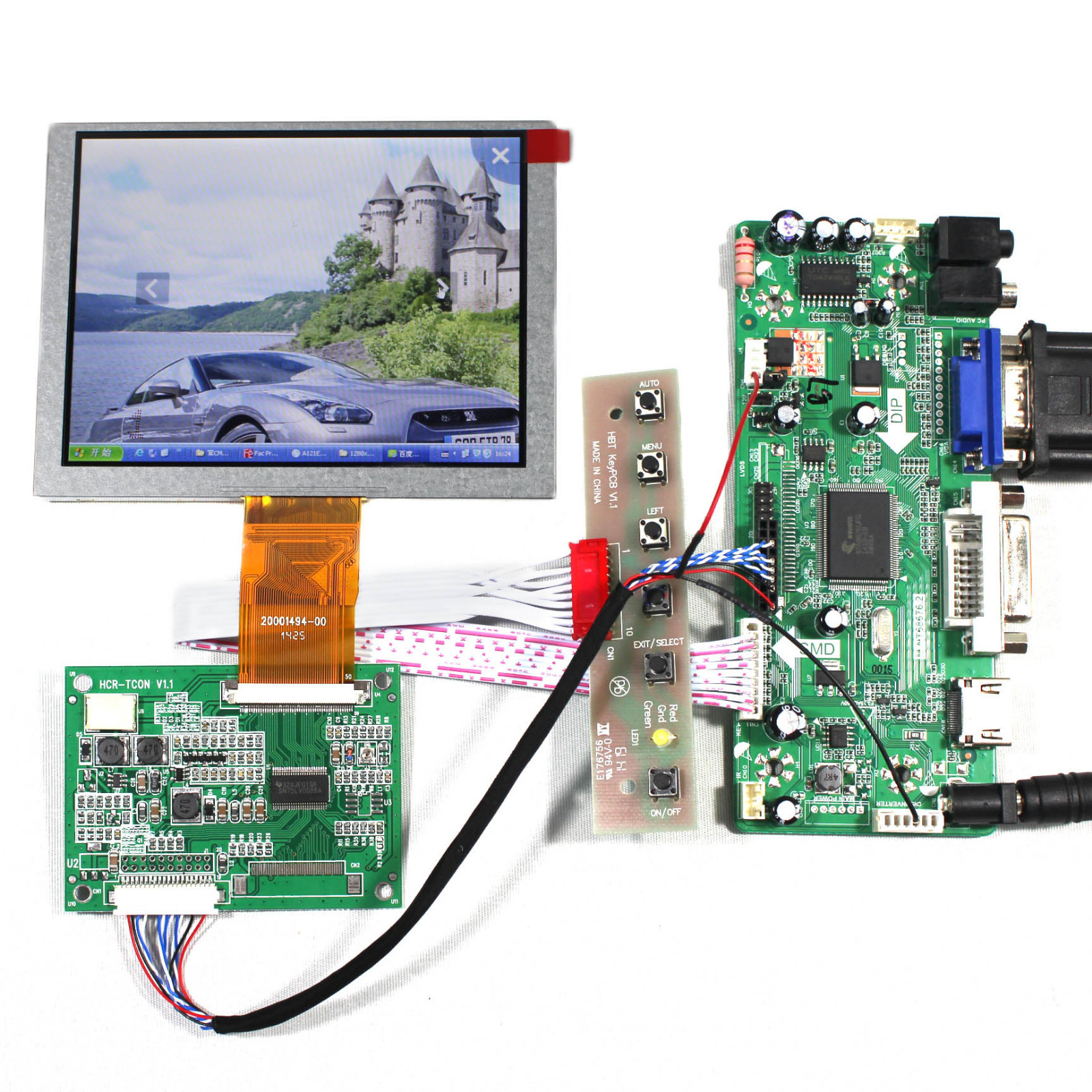 HD DVI VGA Audio LCD Controller Board 5inch ZJ050NA-08C 640x480 LCD Display