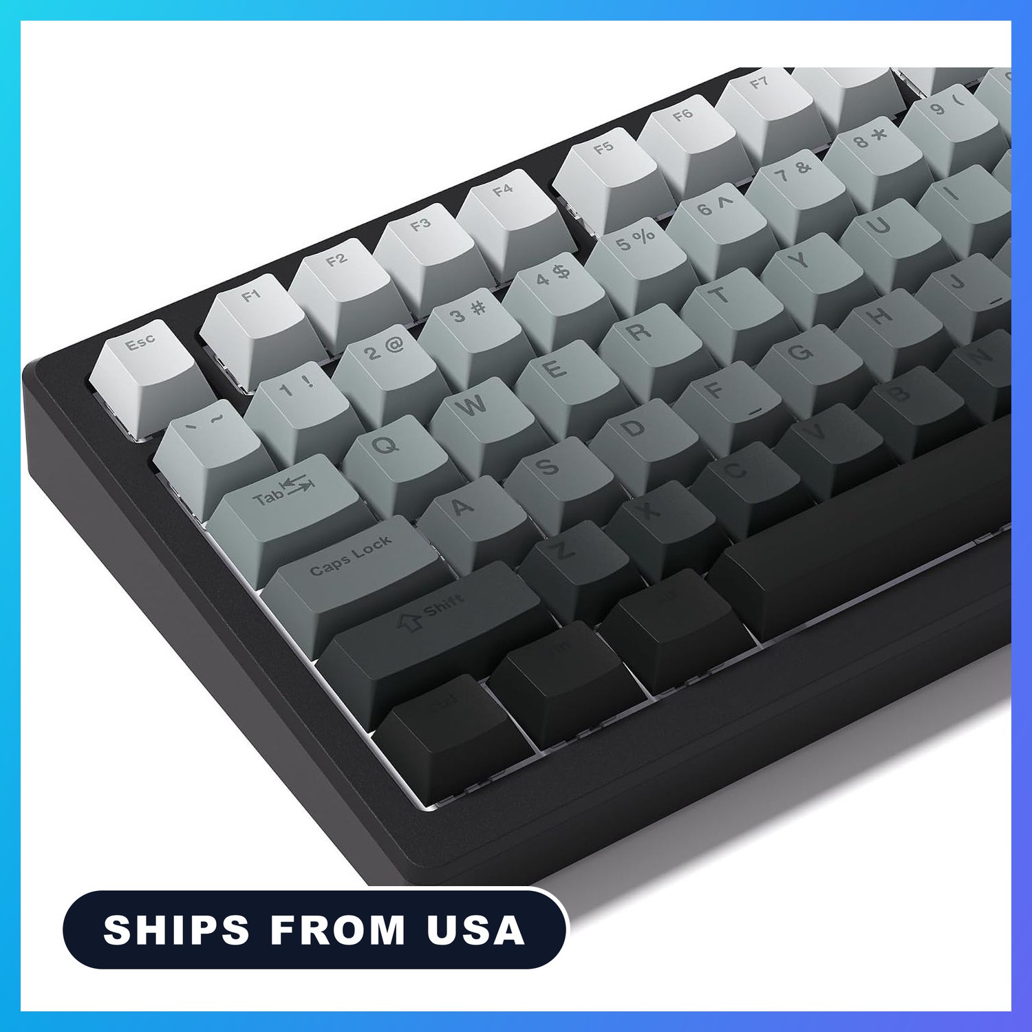 PBT Keycaps Double Shot Shine Through Gradient Grey Cherry Profile