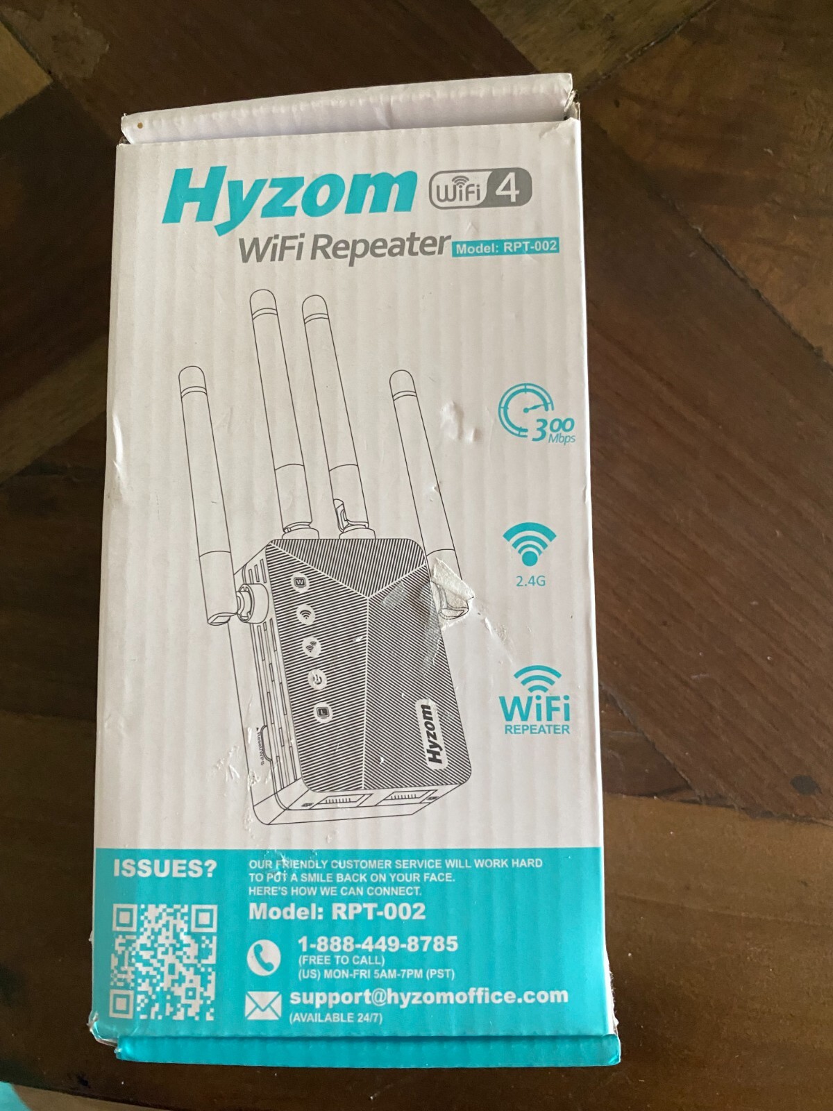 Hyzom Wifi Repeater 4 300Mbps 2.4G Model RPT 002 Wireless Internet Booster