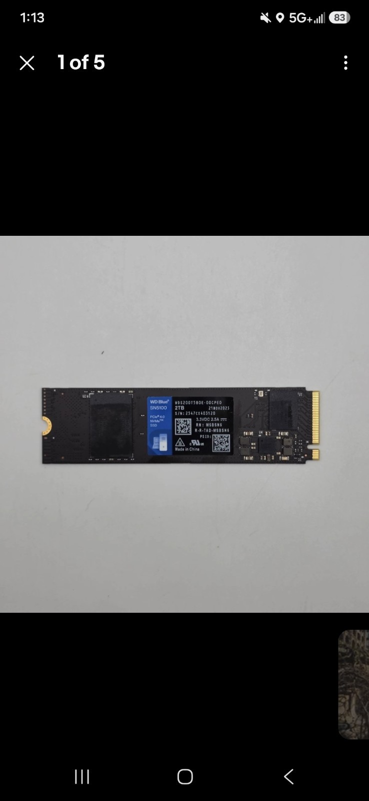 WD Blue SN5100 2TB NVMe M.2 2280 Internal SSD PCIe Gen4 Solid State Drive