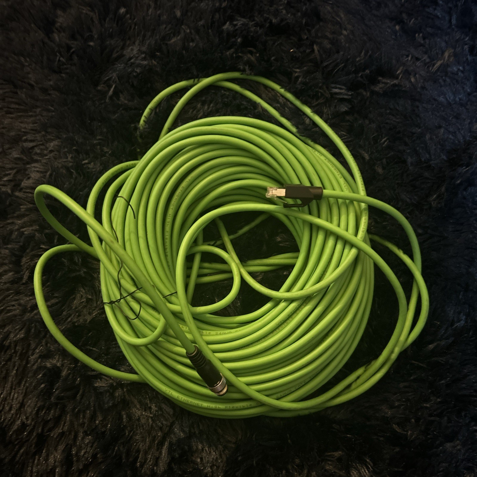 Eonvic M12 D Code 4 Pin Male to RJ45 Plug High Flex Cat5e 40M, Green