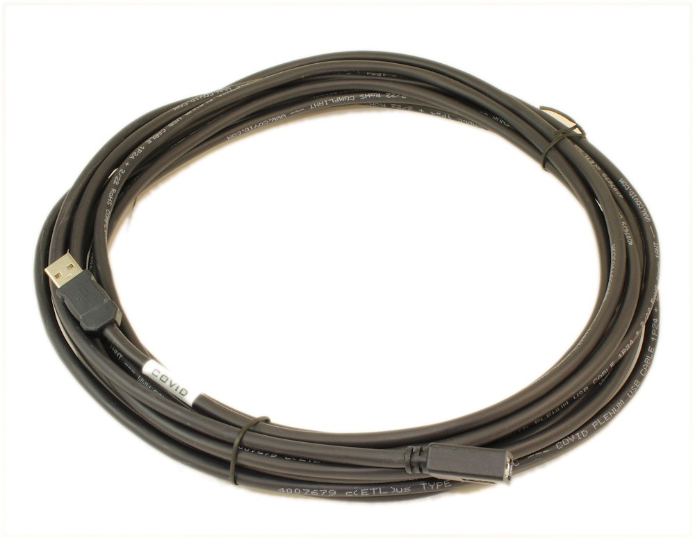 25ft USB 2.0 Active Plenum Extension Cable Type A Male to Female, Black
