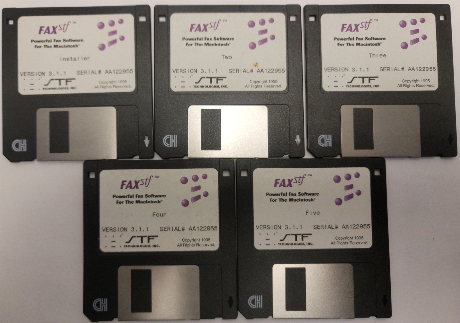 FaxSTF 3.1 Install Disks ( x5 Floppies) for Macintosh - tested w/ pics