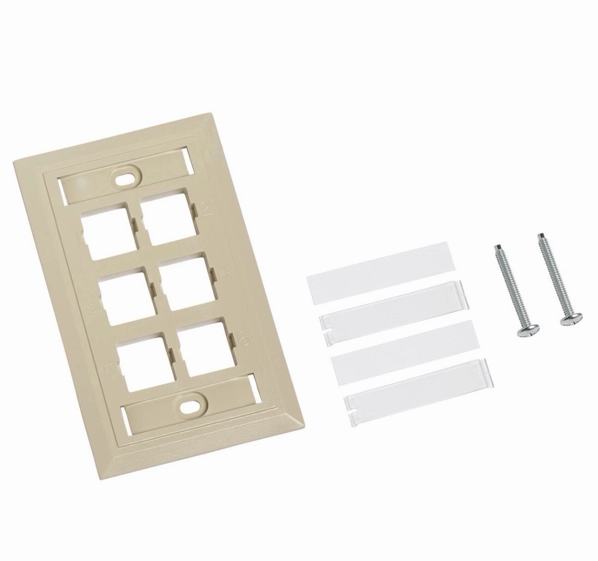 (4) Commscope M16L-246 Type L Flush Mounted Faceplate Kit 6 Port 108168592 Ivory