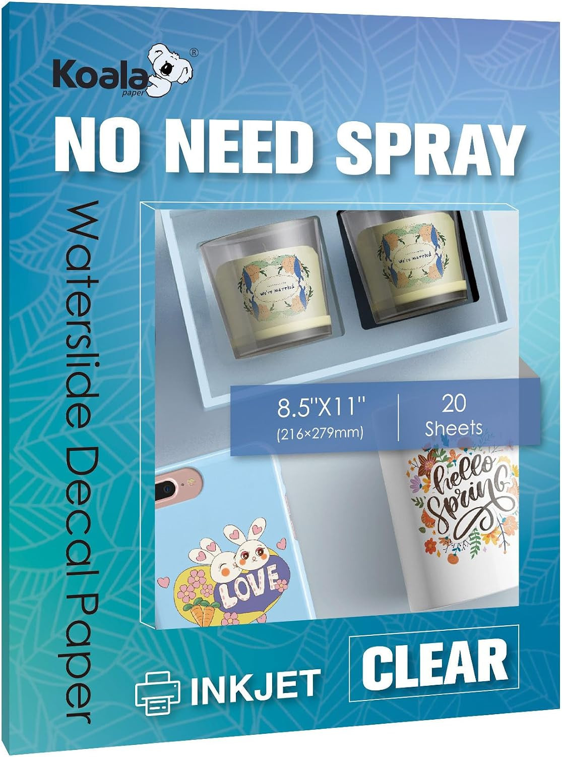 Koala Waterslide Decal Paper Inkjet Clear No Need Spary Coating 8.5X11