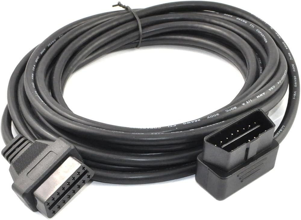 5M/16.4ft OBD II Cable OBD2 16 Pin Right/Left Angle Male to Female OBD Extens...