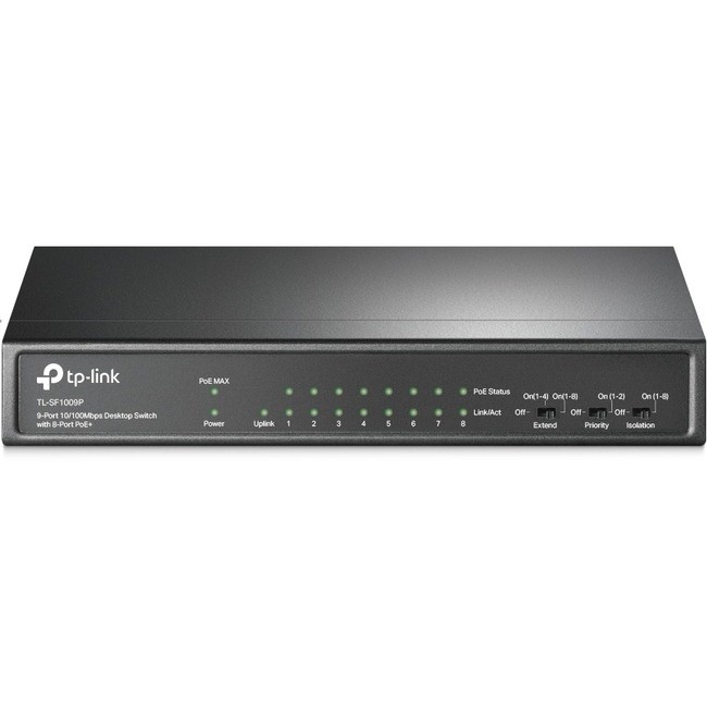 TP-Link 9 Port 10/100Mbps 8 PoE+ 1.8Gbps Desktop Switch TLSF1009P