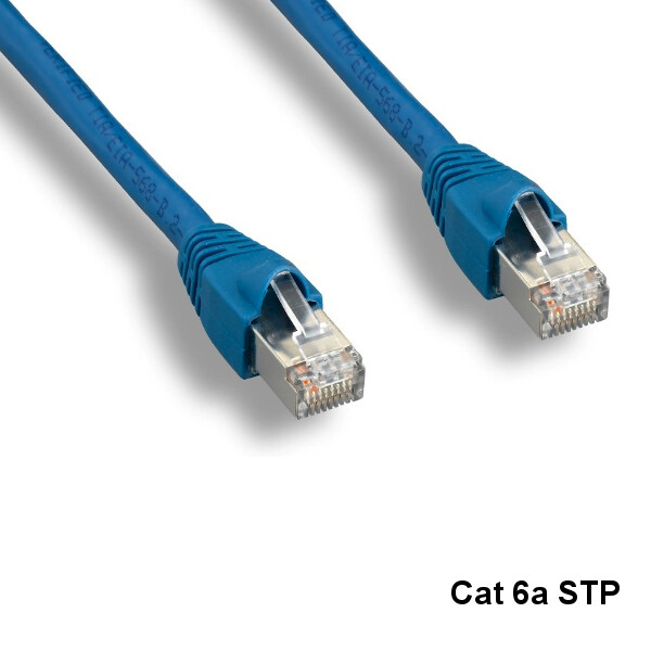Kentek Blue 25ft Cat6A STP Cable Shielded 10Gbps 24AWG 600MHz Network Internet