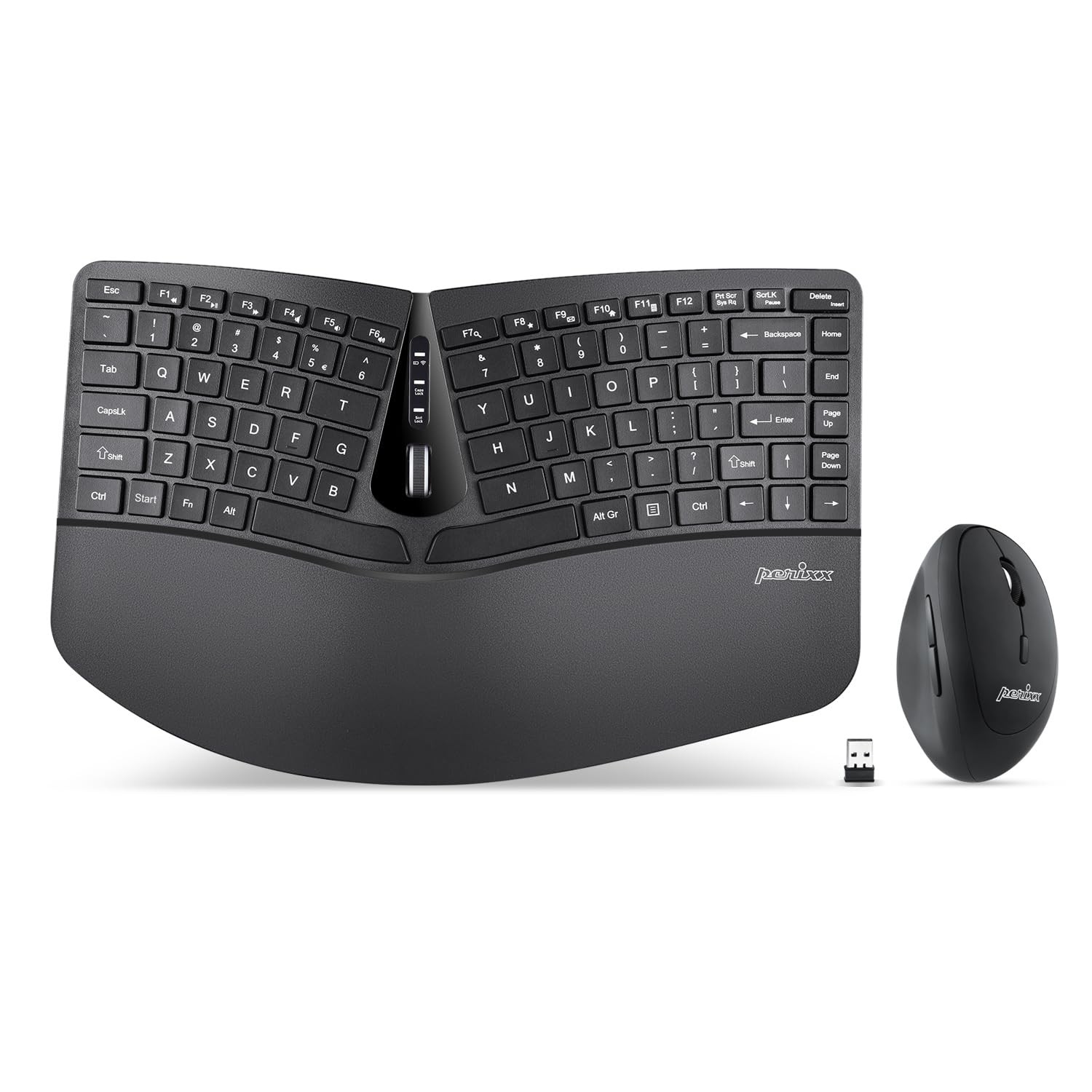PERIDUO-606 Wireless Mini Ergonomic Keyboard with Portable Vertical Mouse - A...