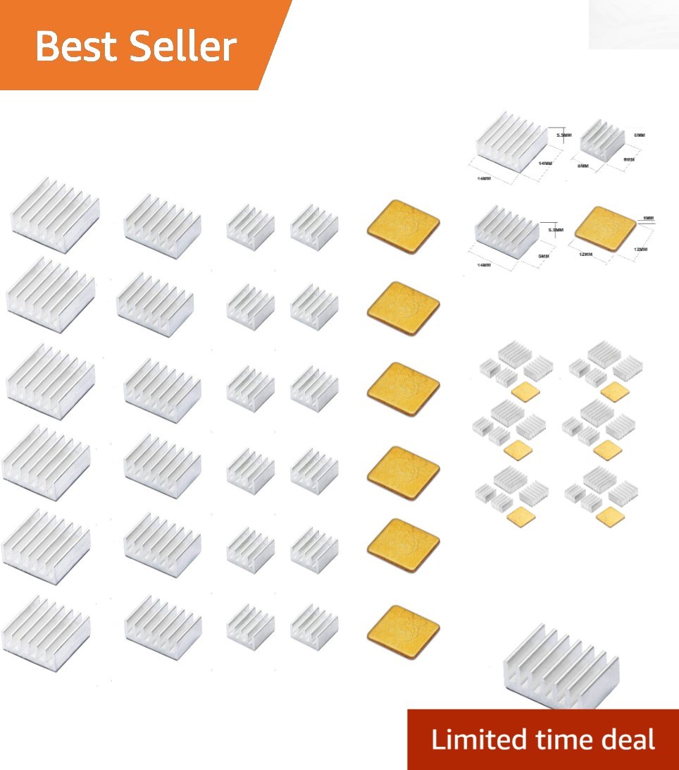 30 PCS Thermal Management Heatsink Kit for Raspberry Pi Models A, B, 2, 3, 4, 5