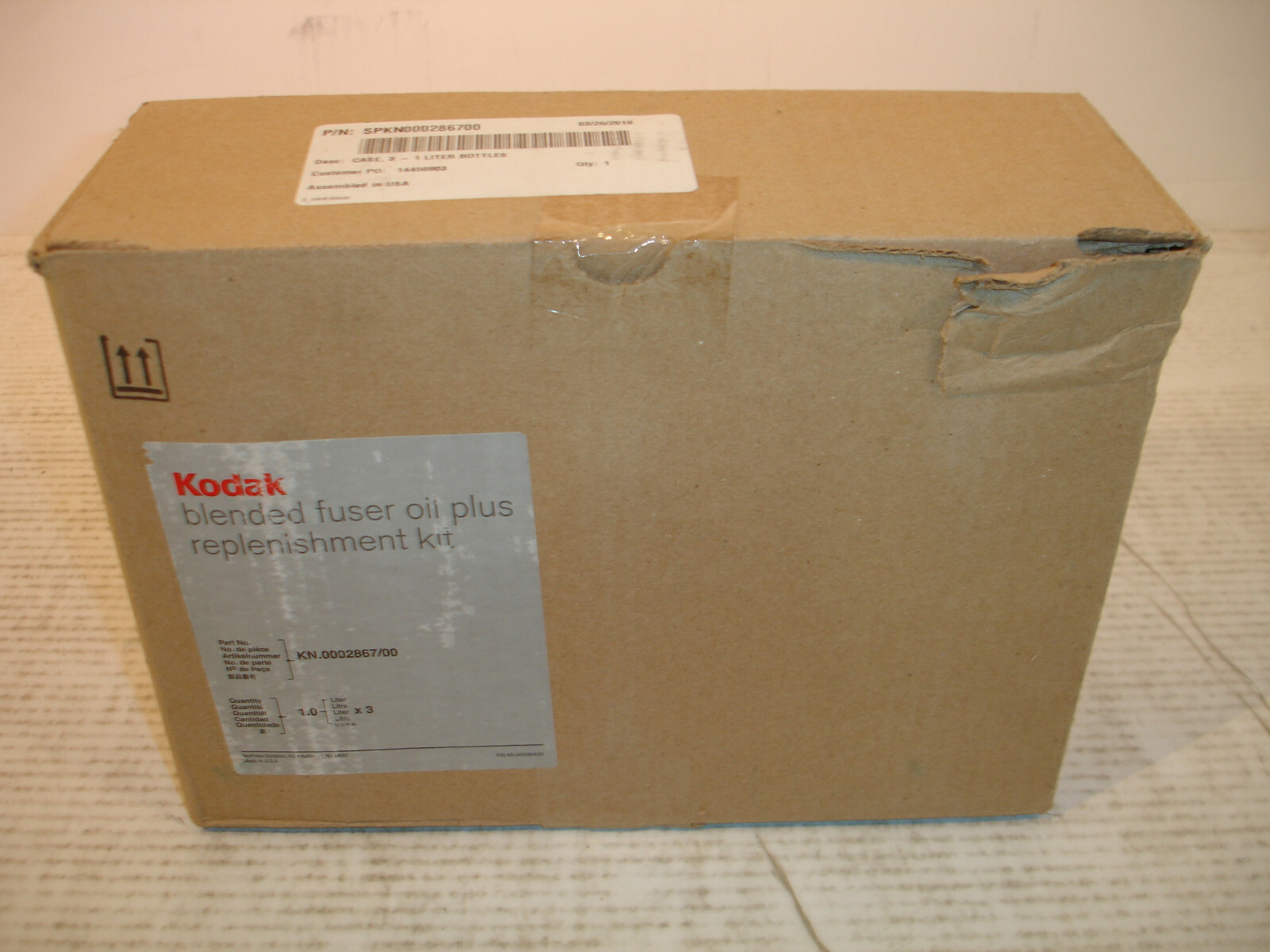 Kodak Blended Fuser Oil Plus Replenishment Kit 0002867/00 (Carton of 3-1 Litre)