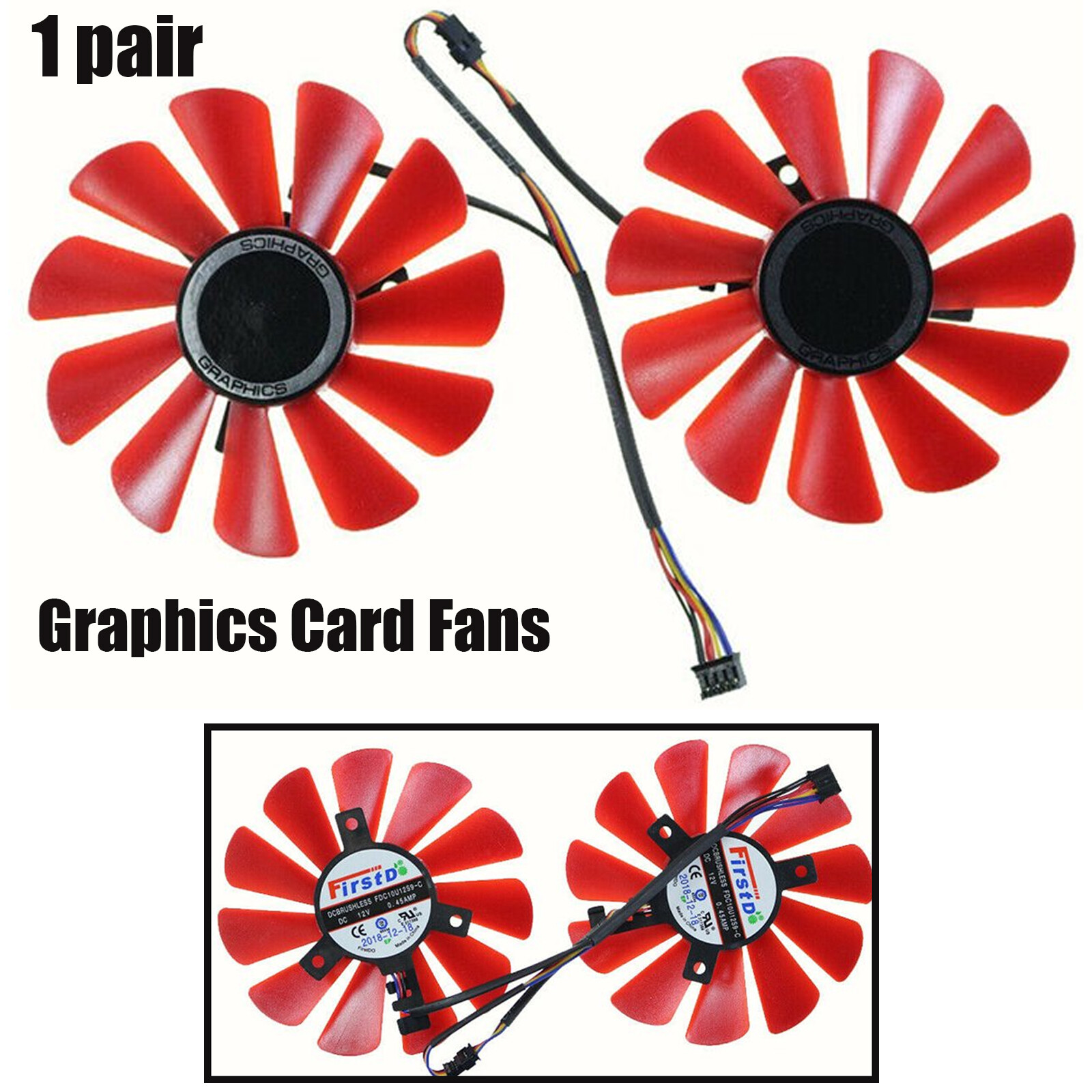 2020 for XFX AMD Radeon RX 570 4GB GDDR5 DC12V FDC10U12S9-C Graphics Card Fans